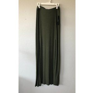 NWT Lulu's Olive Green Maxi Skirt with Slits